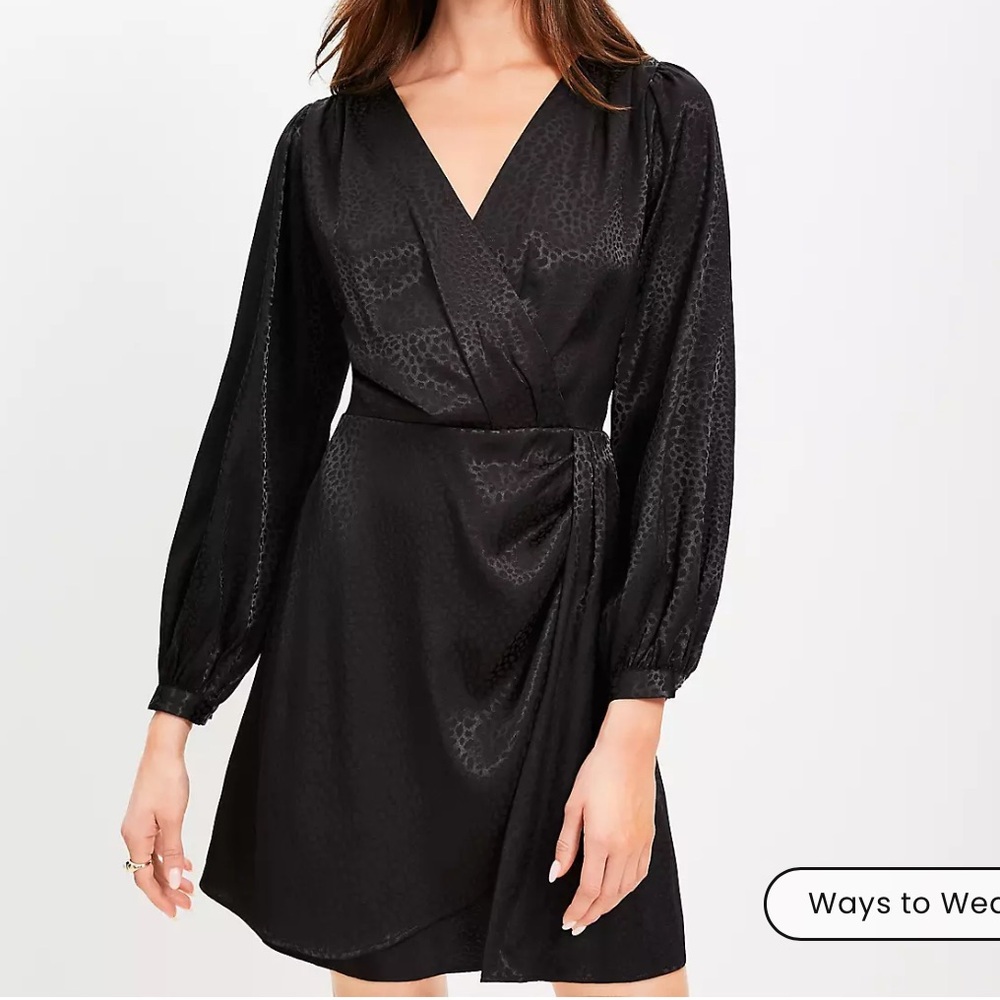 Elegant Black Jacquard Draped Mini Dress